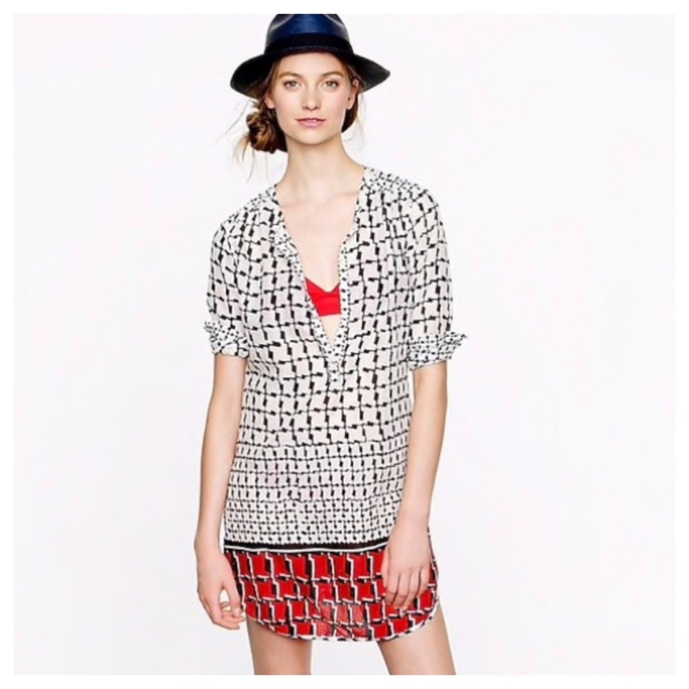 J. Crew Voile Cotton Houndstooth Tunic
